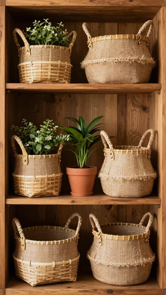 15 On Top of Hutch Basket Ideas for Styled Extra Storage - 10. Eco-Friendly Options for Sustainable Decor 1