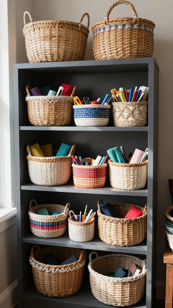 15 On Top of Hutch Basket Ideas for Styled Extra Storage - 14. DIY Options for Personalized Touch 1