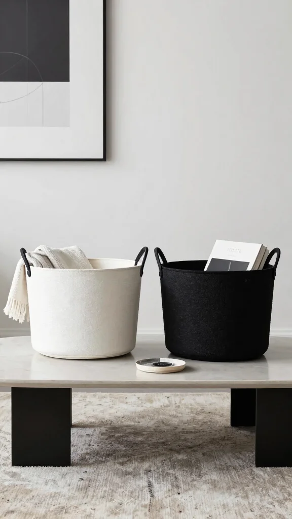 15 Set of 3 Basket Ideas for a Cohesive Layered Storage Display - 2. Chic Minimalist Baskets 1