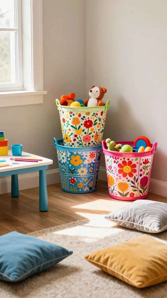 15 Set of 3 Basket Ideas for a Cohesive Layered Storage Display - 4. Bold and Colorful Trifecta 1