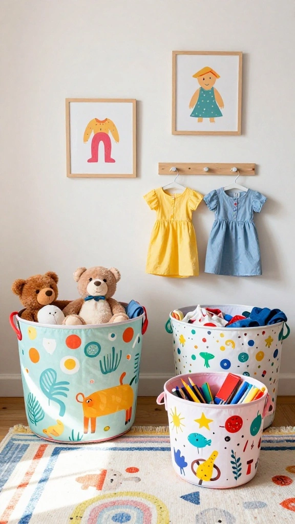 15 Set of 3 Basket Ideas for a Cohesive Layered Storage Display - 9. Fun Kid's Room Displays 1