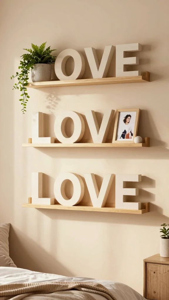 15 Wall Shelf Ideas for a Styled Functional Display - 15. Customized Name Shelves 1