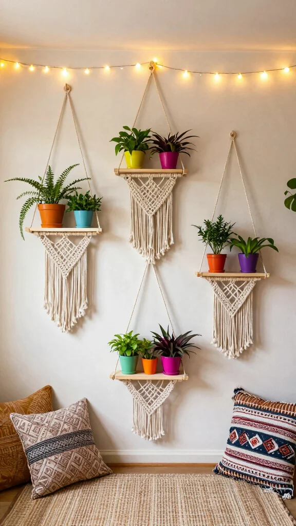 15 Wall Shelf Ideas for a Styled Functional Display - 5. DIY Macrame Shelves 1