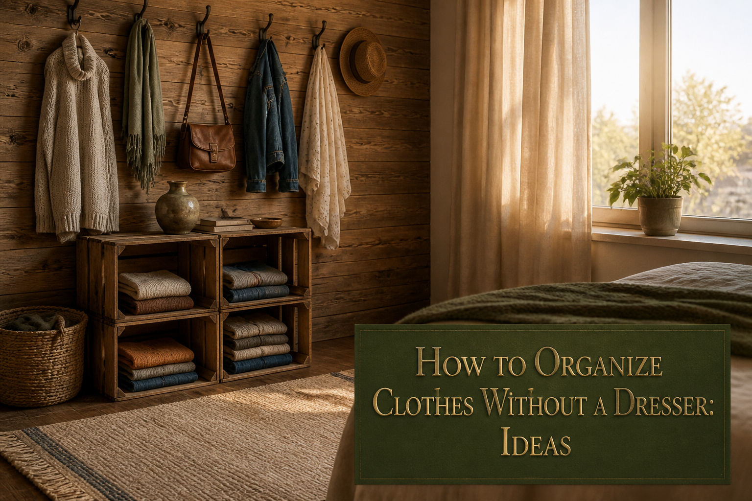 An organized space featuring various clothing storage ideas.
